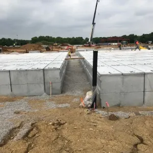 Lateral drainage run between completed crypt banks