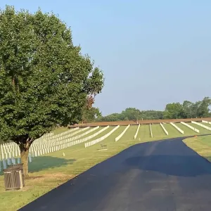 Completed section — new roadway, established turf and headstones set in the finished expansion