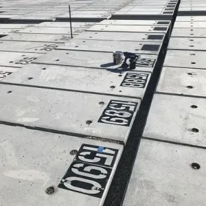 Pre-placed crypt lids stenciled with their identification numbers