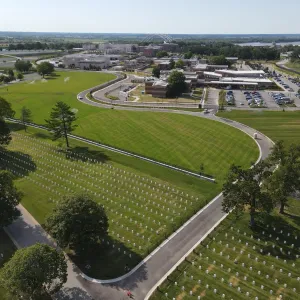 Completed turf sections and interior roadway