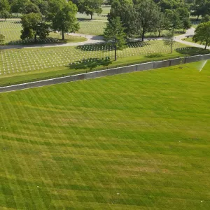 Rough-graded crypt field prior to crypt placement